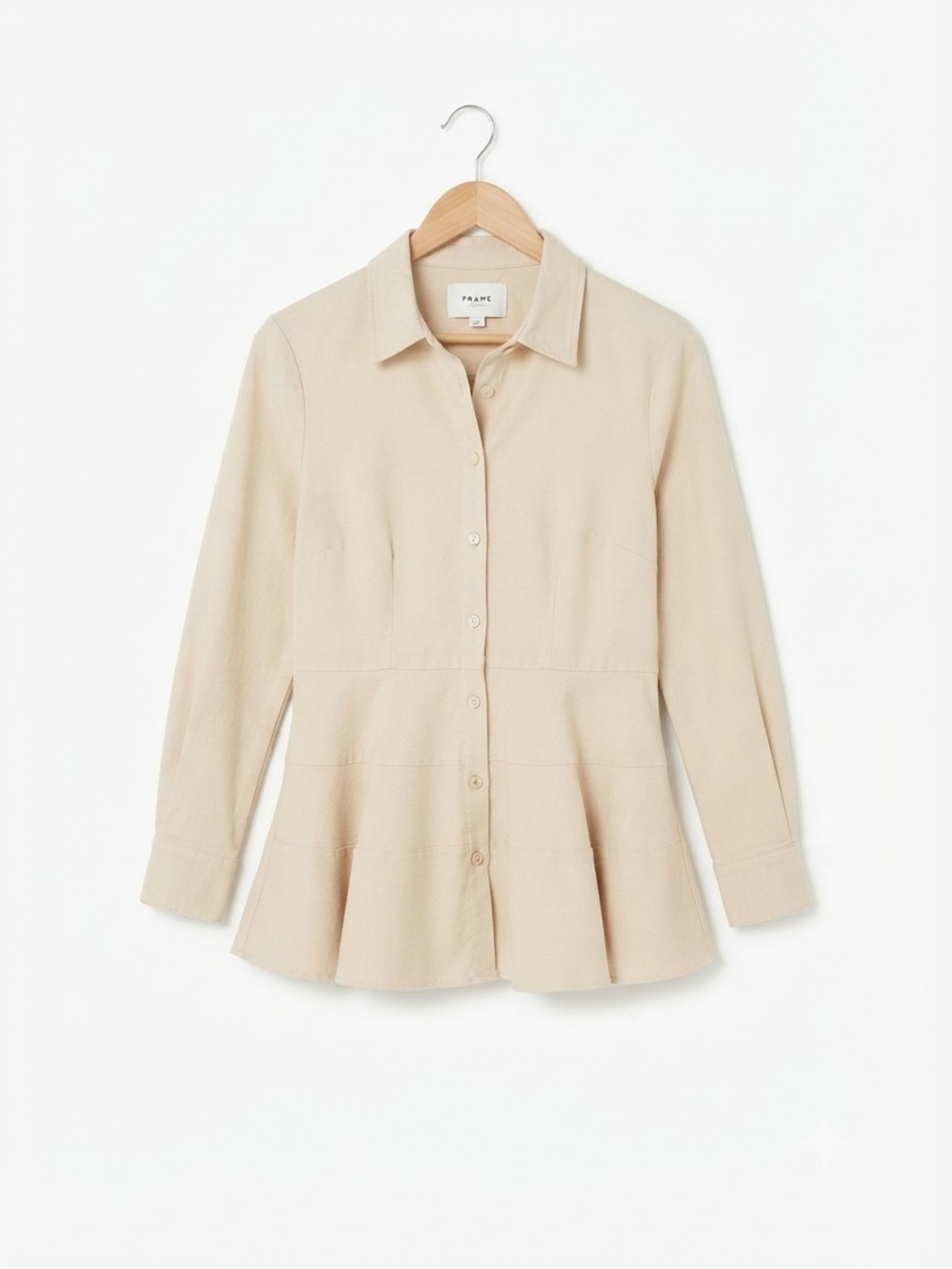 Pomander Place Tuckernuck Beige Peplum Blouse Size M